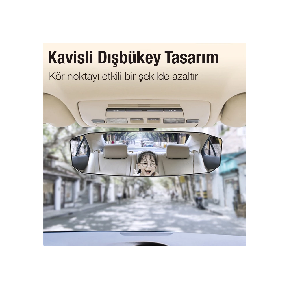 ALLY SD-2415 Kavisli Dışbükey Geniş Açılı Araç Dikiz Aynası 299x90mm