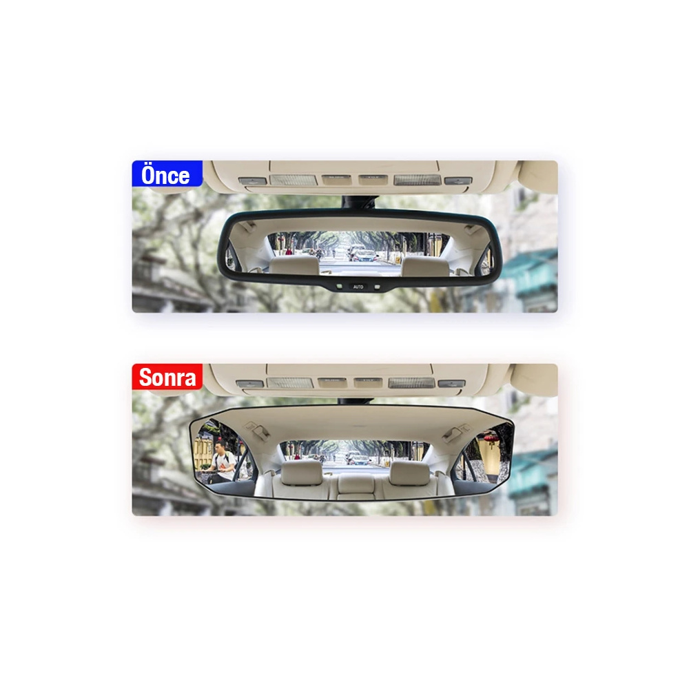 ALLY SD-2415 Kavisli Dışbükey Geniş Açılı Araç Dikiz Aynası 299x90mm