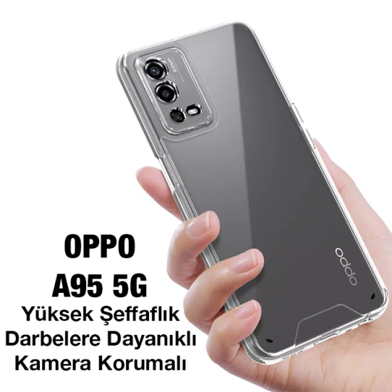 Ally OPPO A55 4G Kılıf Kamera Korumalı Ultra İnce Şeffaf Silikon Kılıf