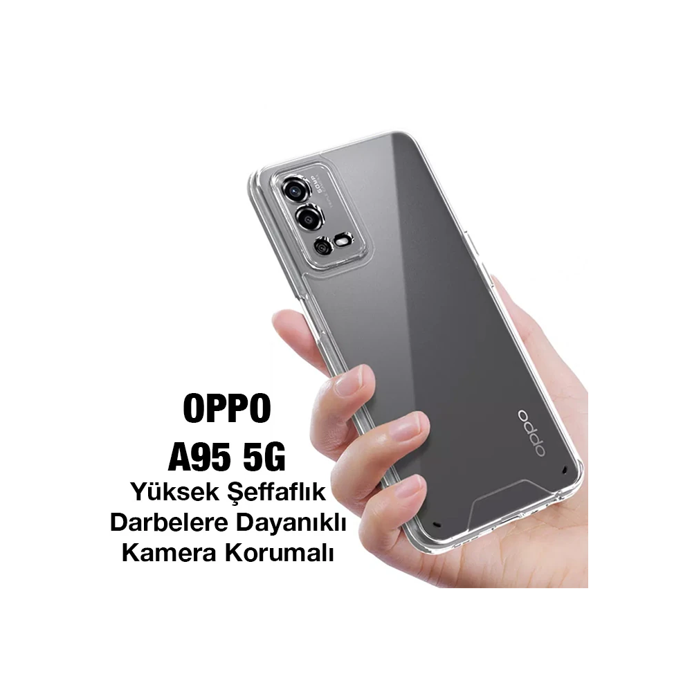 Ally OPPO A55 4G Kılıf Kamera Korumalı Ultra İnce Şeffaf Silikon Kılıf