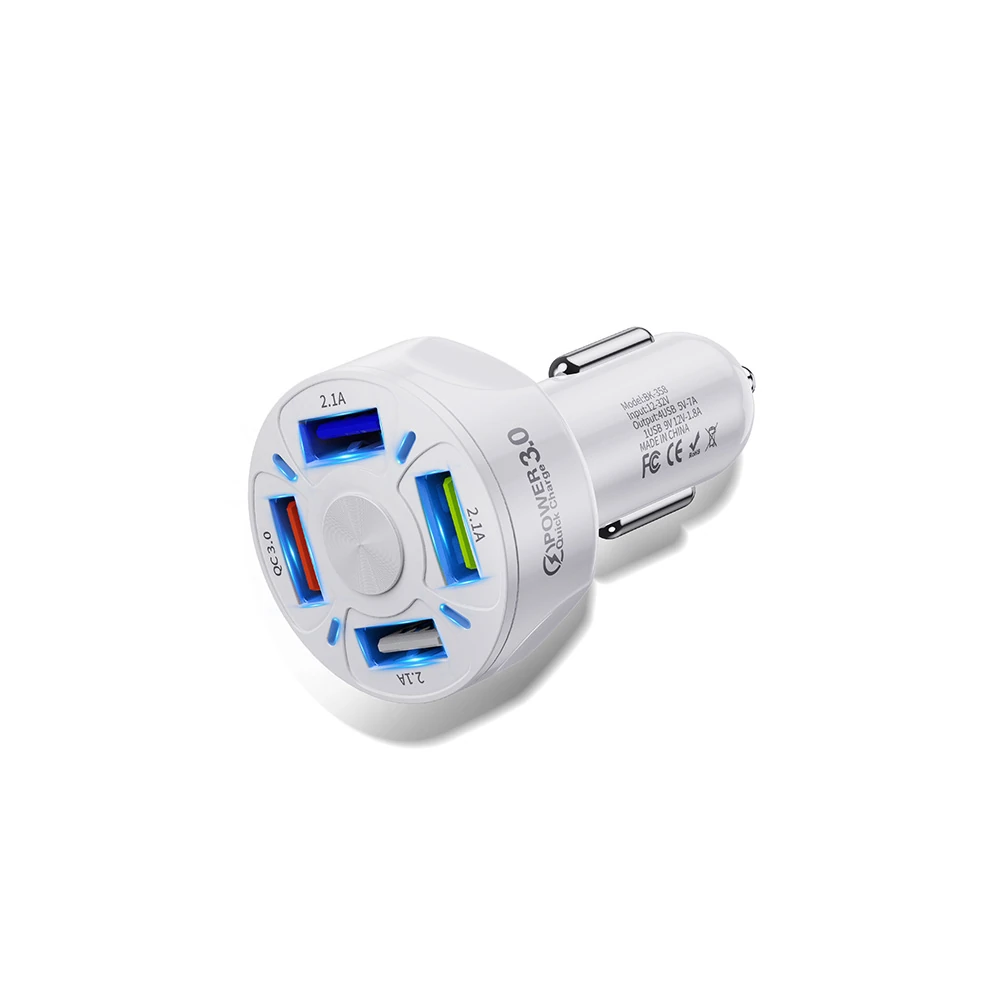 USLİON QC3.0 4- Port Çıkışlı Çoklu Usb Araç Şarjı Şarj Aleti