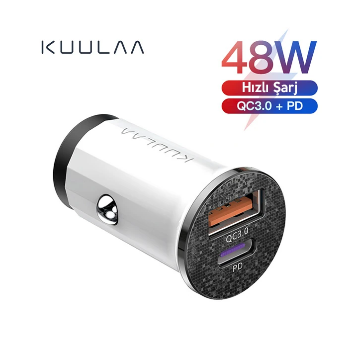 KUULAA 42W USB + Type-C Çift Çıkışlı Mini Hızlı Araç Şarj Cihazı