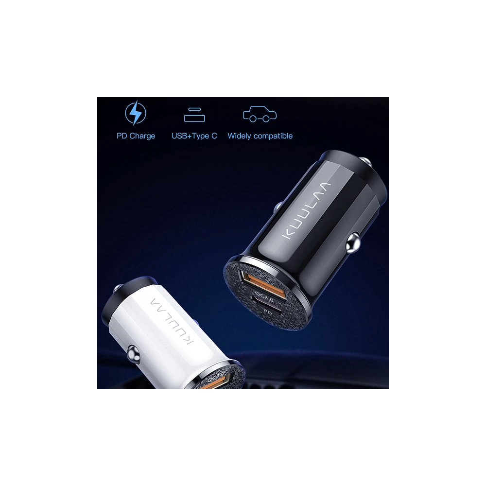 KUULAA 42W USB + Type-C Çift Çıkışlı Mini Hızlı Araç Şarj Cihazı