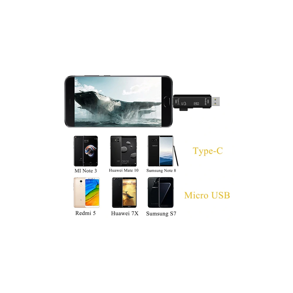 Smart Otg 3in1 Type-C Ve Micro Usb Tf Card Reader Otg