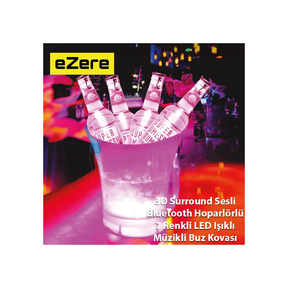 EZERE Hoparlör Buz kovası 5l Bluetooth Hoparlör Ile Renkli Buz kovası 