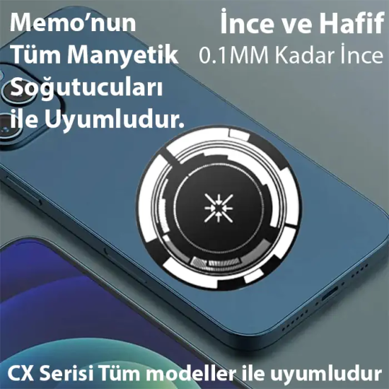 Memo Manyetik Metal Halka - Memo Telefon Soğutucu Uyumlu CX07-CX08 ve 