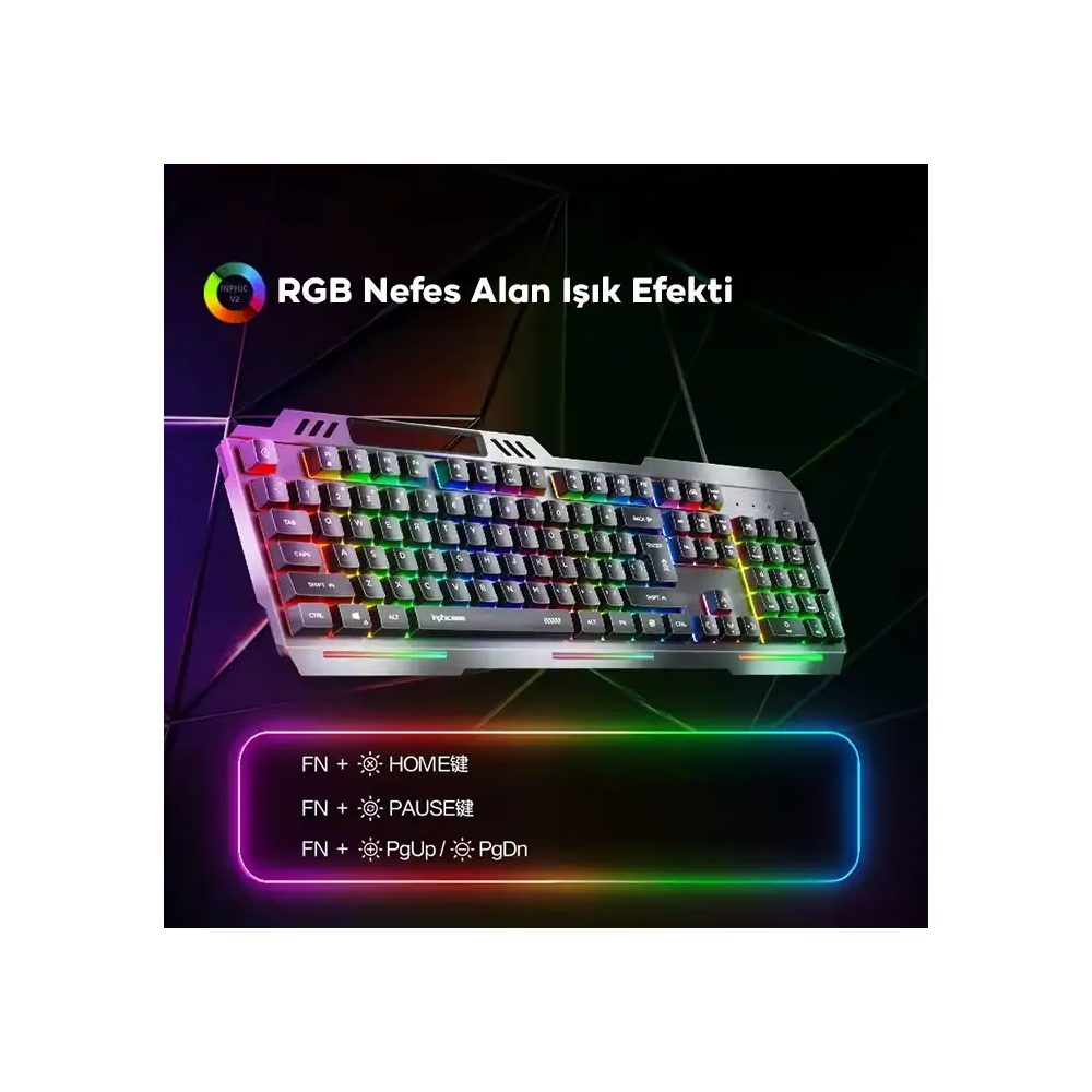 Inphic K2 USB Kablolu Oyun Klavyesi 104-Key Sessiz Oyun Klavyesi Bilgi