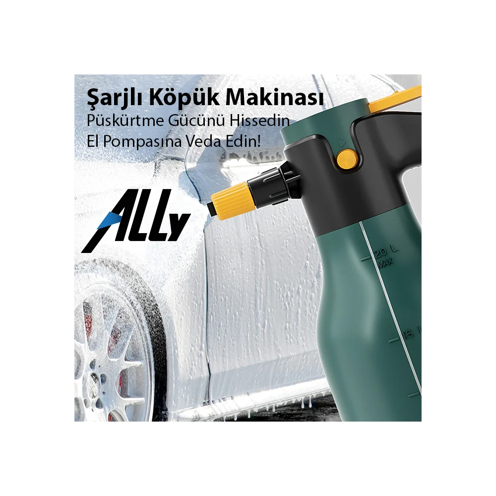 ALLY 2L Yüksek Basınçlı Şarjlı Köpük Makinası Oto Yıkama Pompası Köpük