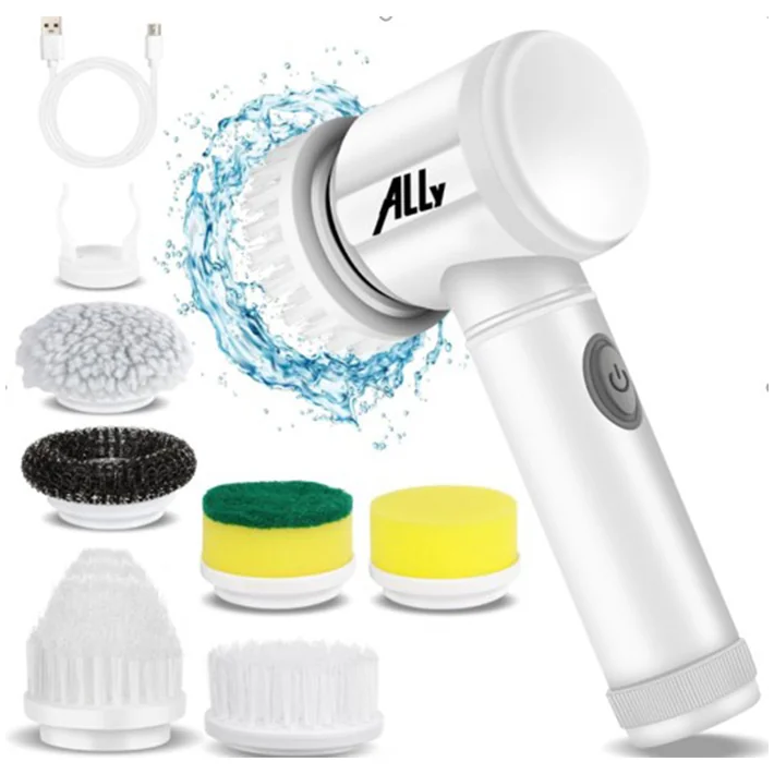 ALLY Magic Brush 5in1 Fırça Başlıklı Şarjlı Temizleme Fırçası Banyo/Fa