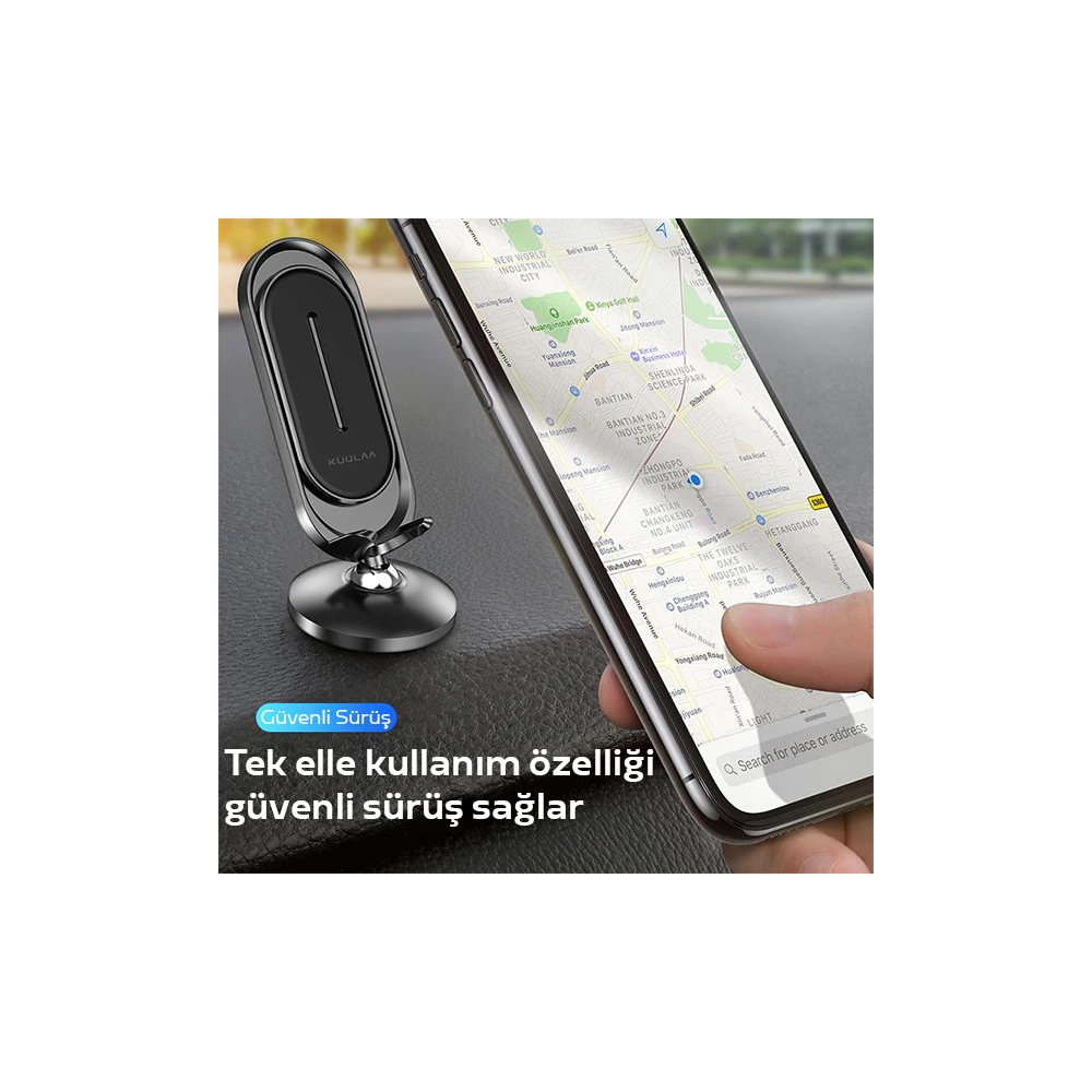 KUULAA Universal Mıknatıslı Standlı Cep Telefon Araç Tutucu Aluminum