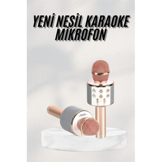 Bluetooth Hoparlör USB AUX SD Kart Kaoroke Mikrofon Uzun Pil Ömrü