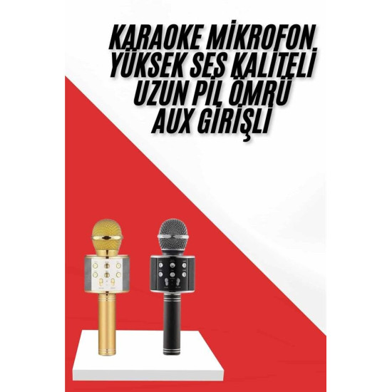 Karaoke Mikrofon Dahili Hoparlörlü Sd-usb-aux Girişli Bluetooth Hoparl