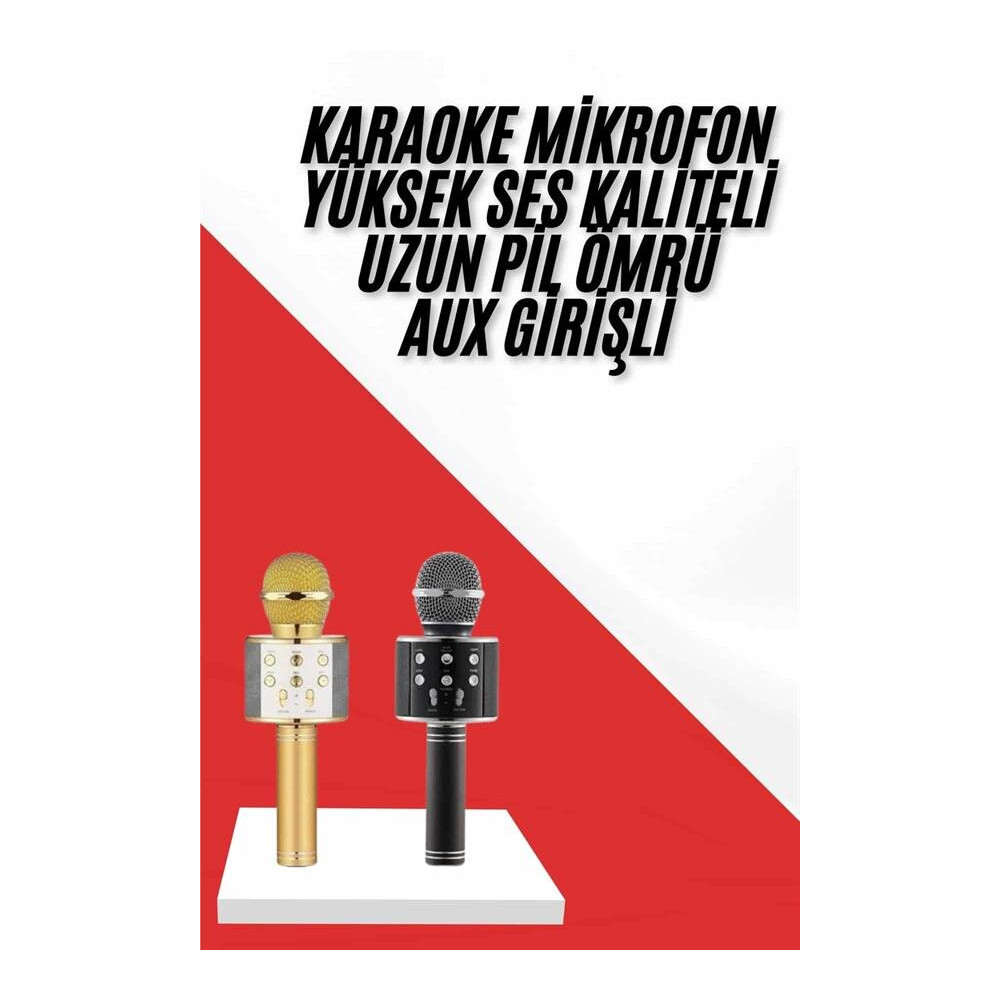 Karaoke Mikrofon Dahili Hoparlörlü Sd-usb-aux Girişli Bluetooth Hoparl
