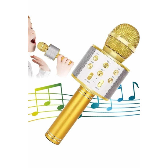 Karaoke Mikrofon Dahili Hoparlörlü Sd-usb-aux Girişli Bluetooth Hoparl