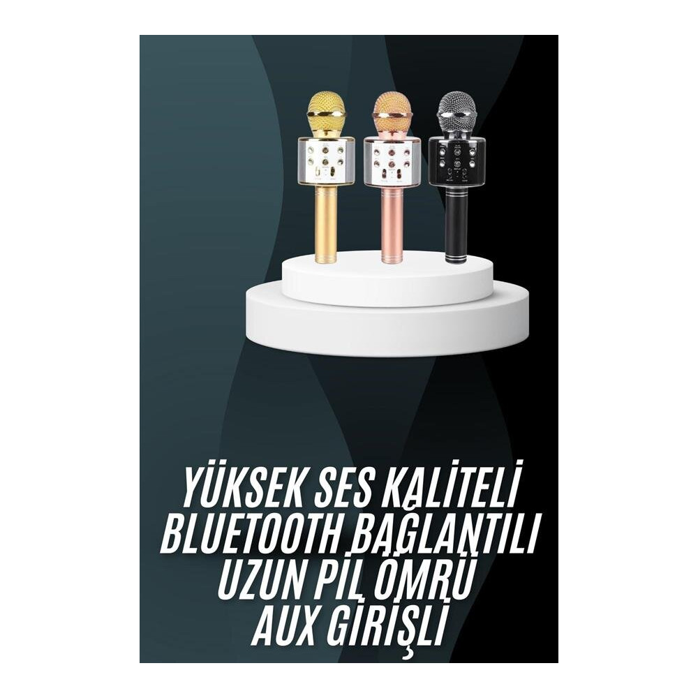 Karaoke Mikrofon Bluetooth Bağlantılı Aux Girişli Uzun Pil Ömrü Yüksek