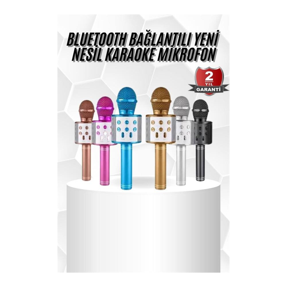 Karaoke Mikrofon Bluetooth Bağlantılı Aux Girişli Uzun Pil Ömrü Yüksek
