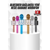 Karaoke Mikrofon Bluetooth Bağlantılı Aux Girişli Uzun Pil Ömrü Yüksek