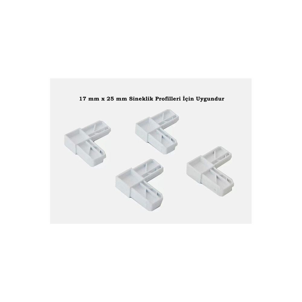 Pvc Pimapen Sineklik Profil Köşe Birleştirme Plastiği 4 Adet 17 Mm X 25 Mm Profiller Için