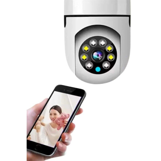 WiFi Ampul Güvenlik Kamerası 1080P Full HD Gece Görüşlü ve Hareket Alg