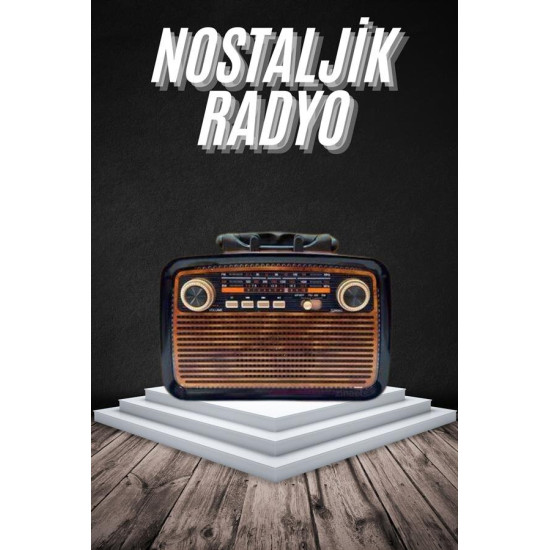 Eskitme Nostalji Tasarımlı Bluetoothlu Nostalji Radyo Ahşap Nostaljik 