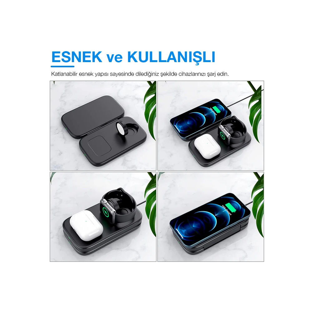 ALLY W66 15W 3 in1 Android + iPhone Taşınabilir Mini Kablosuz Hızlı Şa