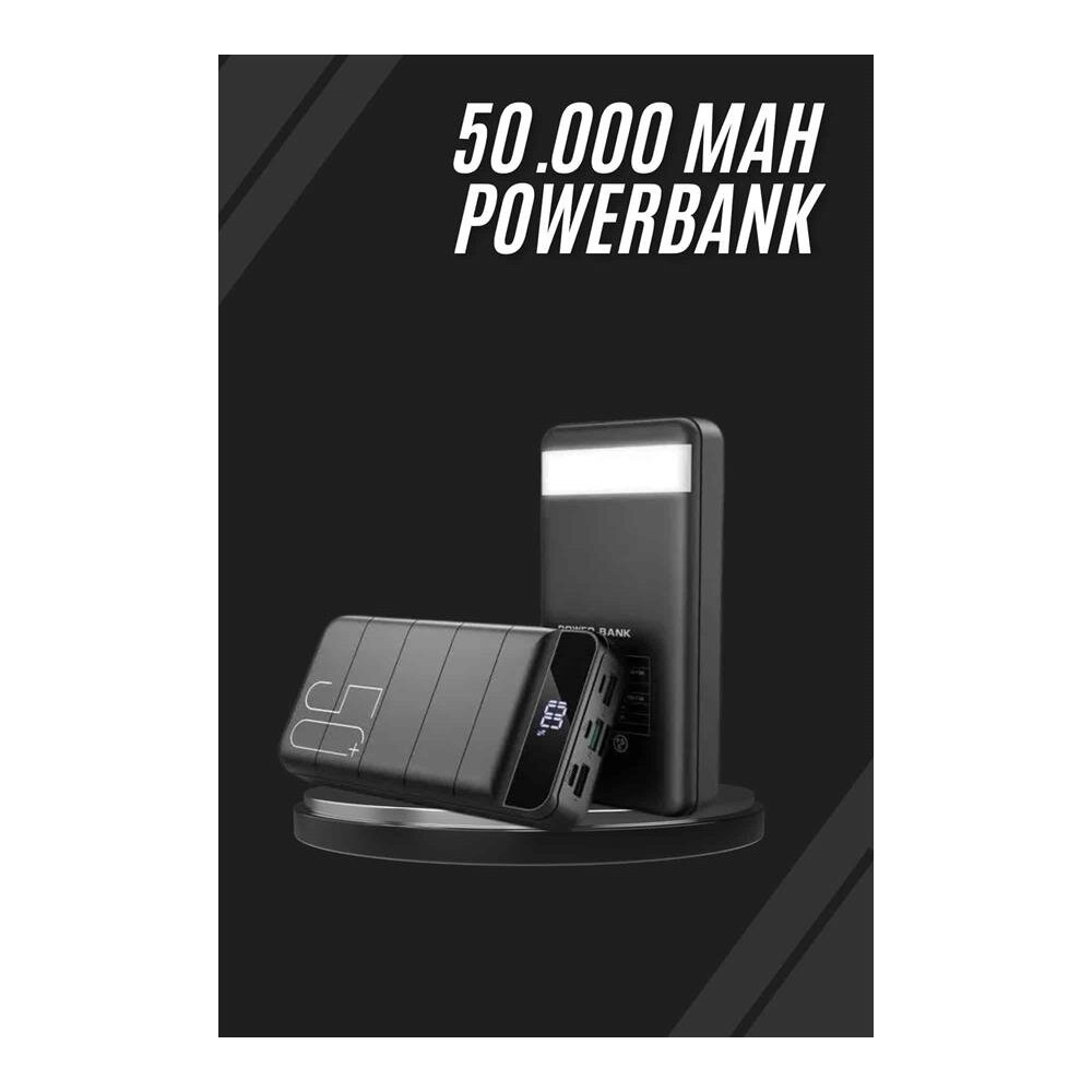 Powerbank Çoklu Şarj Girişi 50.000 Mah Taşınabilir Dijital Göstergeli