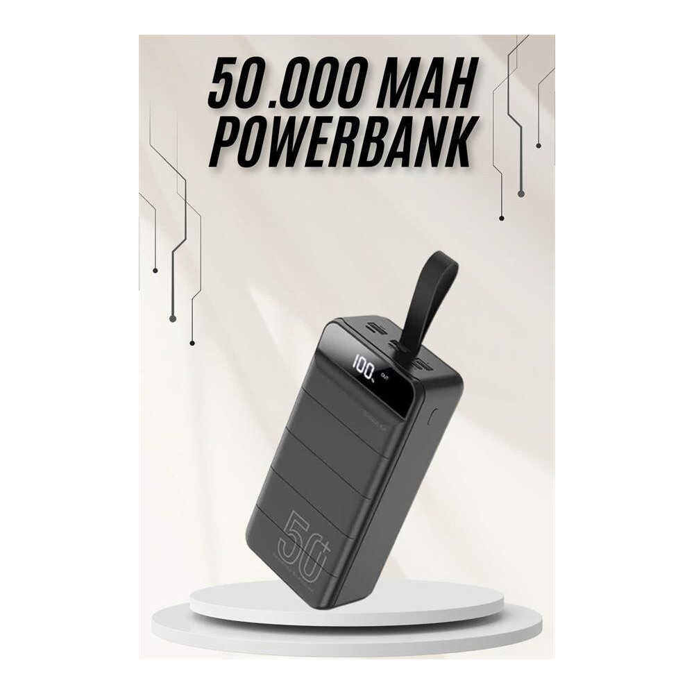 Powerbank Çoklu Şarj Girişi 50.000 Mah Taşınabilir Dijital Göstergeli