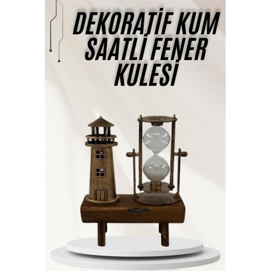 Deniz Feneri Kum Saati Ahşap Görünümlü Vintage Tarz Biblo