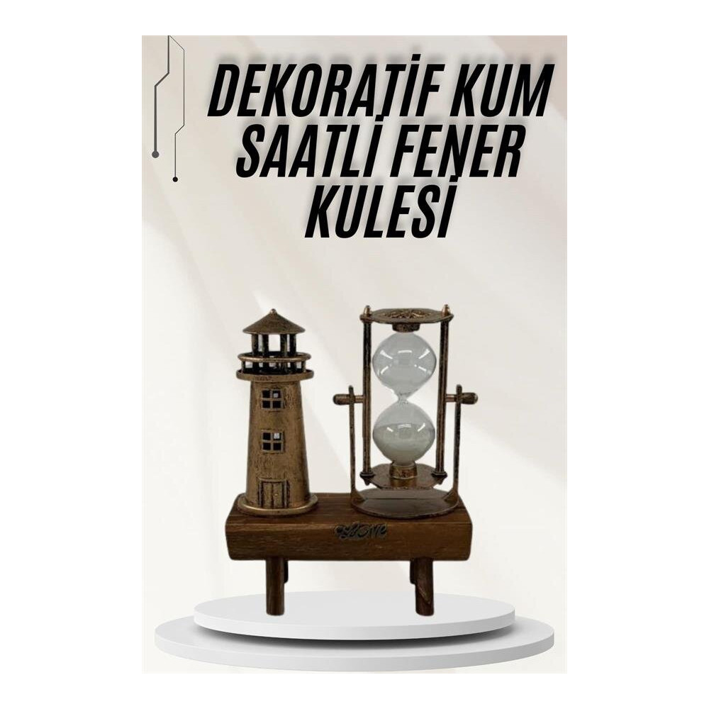 Deniz Feneri Kum Saati Ahşap Görünümlü Vintage Tarz Biblo