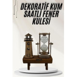 Deniz Feneri Kum Saati Ahşap Görünümlü Vintage Tarz Biblo