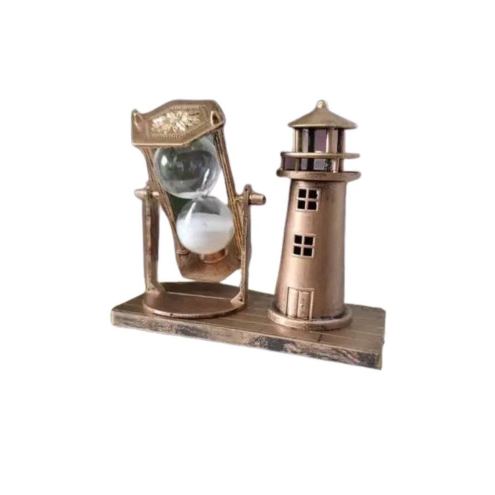 Deniz Feneri Kum Saati Ahşap Görünümlü Vintage Tarz Biblo
