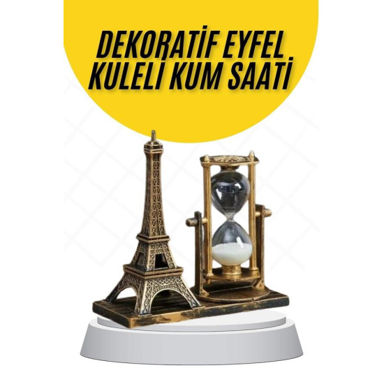 Dekoratif Eyfel Kulesi ve Kum Saati Vintage Tarzı Masa Süsü Biblo