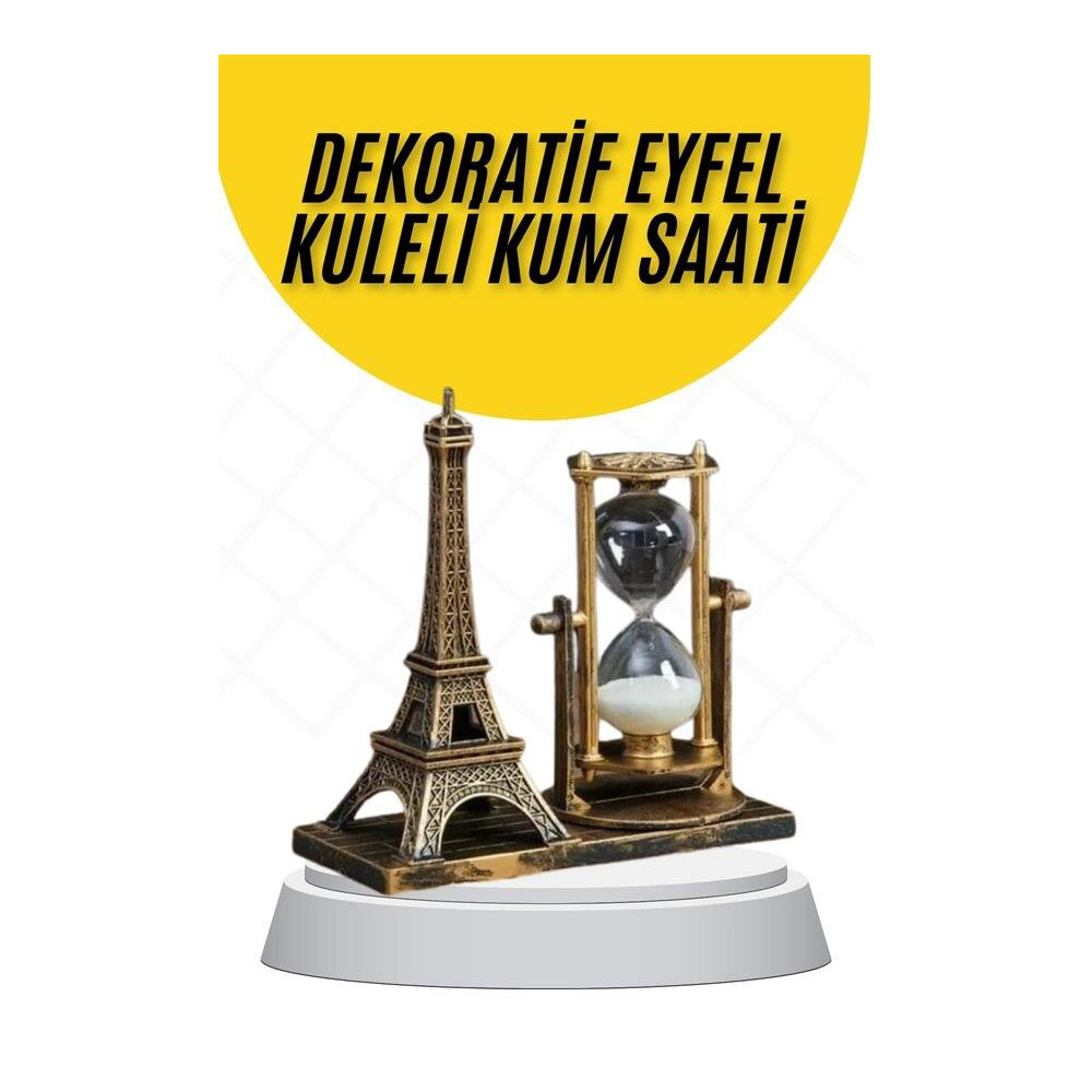 Dekoratif Eyfel Kulesi ve Kum Saati Vintage Tarzı Masa Süsü Biblo