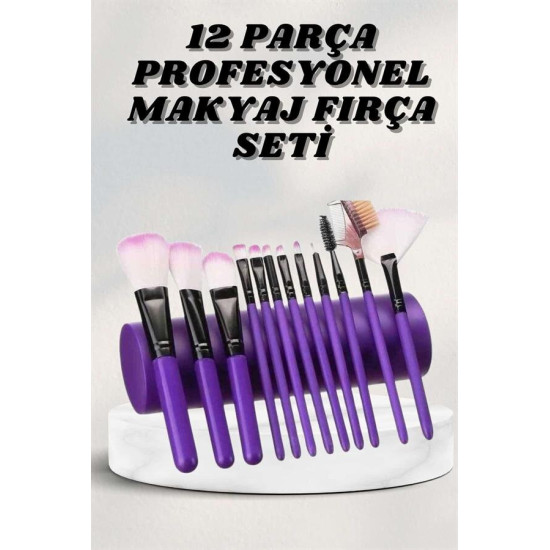 12 Parça Profesyonel Makyaj Seti Yumuşak Kıllı Yüz ve Göz Makyajına Uy