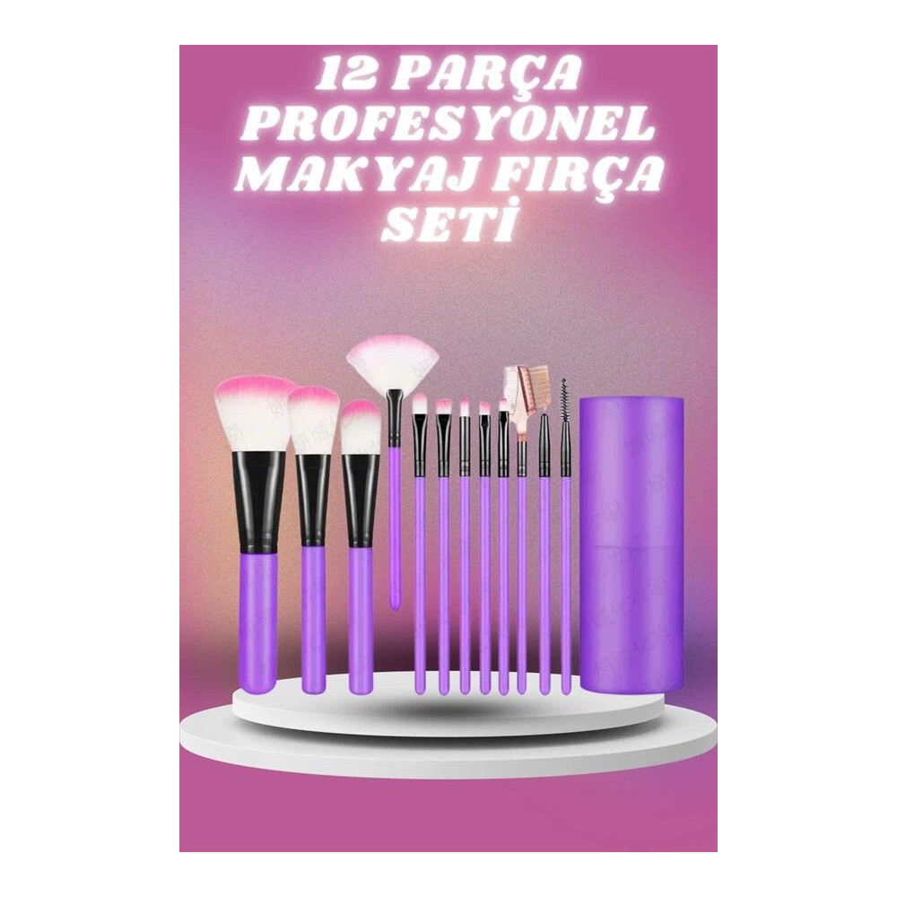 12 Parça Profesyonel Makyaj Seti Yumuşak Kıllı Yüz ve Göz Makyajına Uy