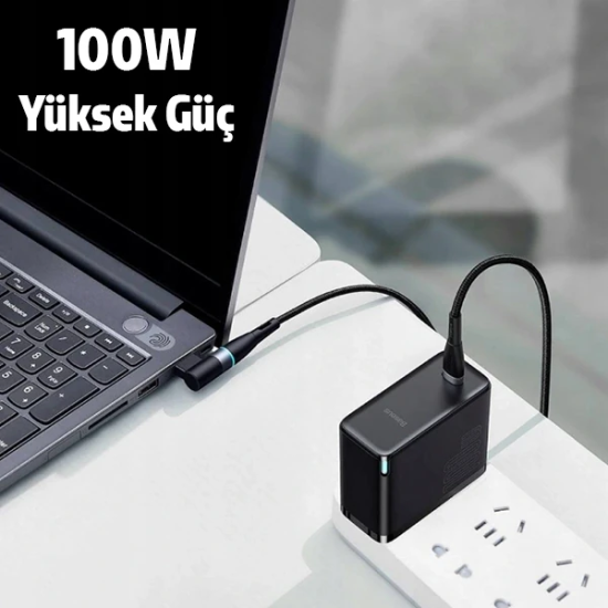 Baseus Zinc Manyetik Type-C to DC Square Portu Lenovo Laptop Şarj Kabl