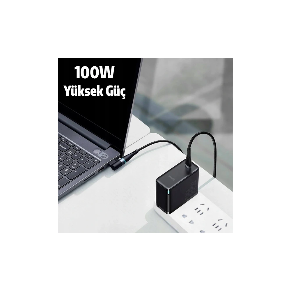 Baseus Zinc Manyetik Type-C to DC Square Portu Lenovo Laptop Şarj Kabl