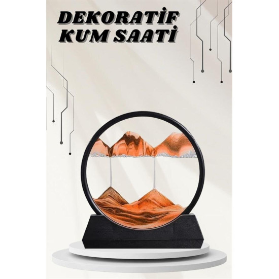 Dekoratif Kum Sulu Kum Saati Yuvarlak Şık Kum Tablosu Kum Saati Şeklin