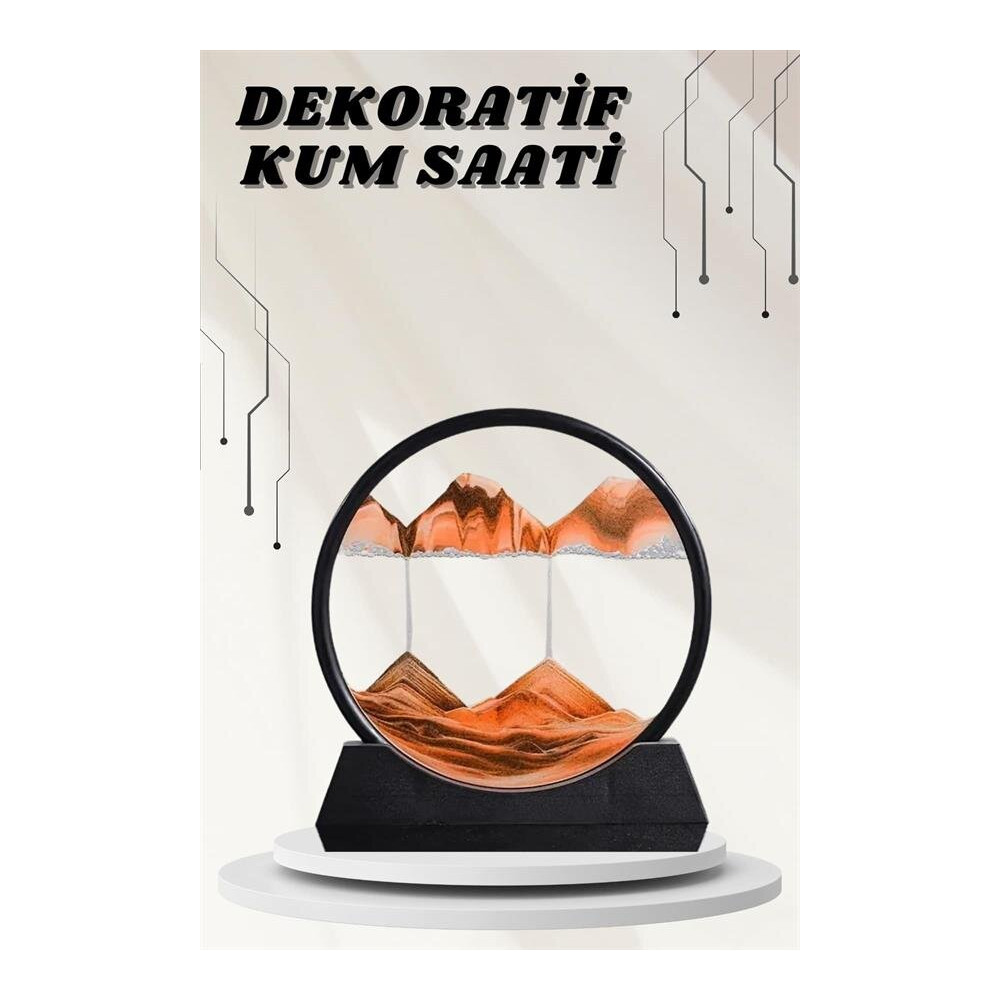Dekoratif Kum Sulu Kum Saati Yuvarlak Şık Kum Tablosu Kum Saati Şeklin
