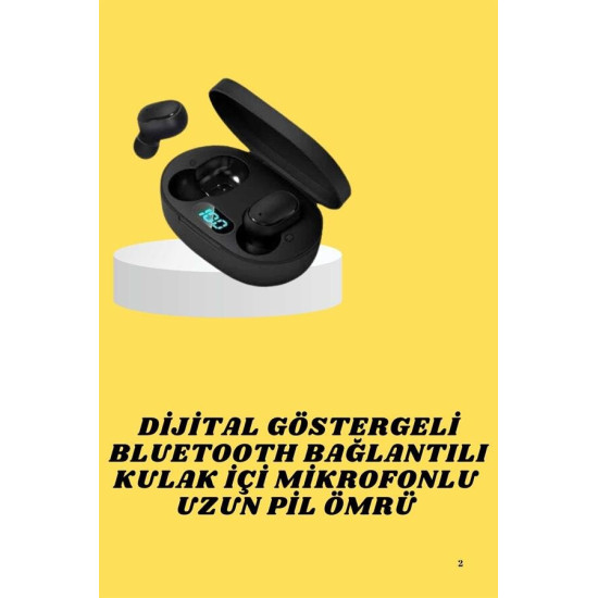 Bluetooth Kulaklık Dijital Göstergeli Yüksek Ses Kaliteli Uzun Pil Ömr
