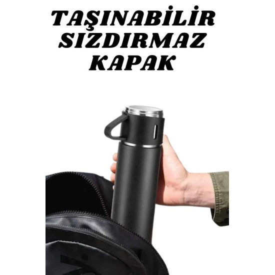 3 Bardaklı Termos Seti Anneler Gününe Özel Hediye Taşınabilir Sızdırma