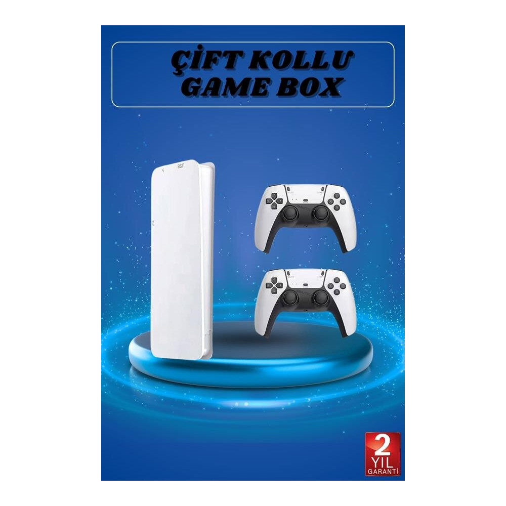 3D Çift Oyun Kollu 4K HD Ekran Nostaljik 20.000 Oyunlu Beyaz Game Box