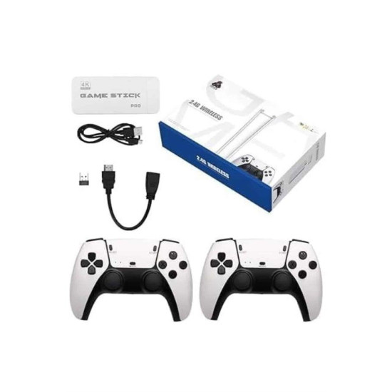 4K HD Görüntü Kaliteli Retro Game Stick 20000 Oyunlu Çift Kollu Beyaz 