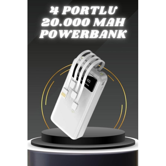 Powerbank Şarj Cihazı 4 Çıkışlı 20.000 MAH Powerbank Kompakt Yüksek Ka
