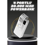 4 Çıkışlı 20.000 MAH Powerbank Taşınabilir Çoklu Giriş