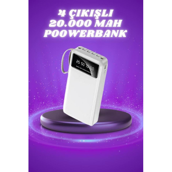 Powerbank Şarj Cihazı 4 Çıkışlı 20.000 MAH Powerbank Taşınabilir Çoklu