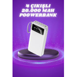 Powerbank Şarj Cihazı 4 Çıkışlı 20.000 MAH Powerbank Taşınabilir Çoklu