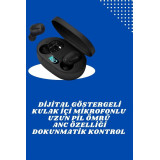 İkili Bluetooth Kulaklık Dijital Göstergeli Uzun Pil Ömrü Yüksek Ses K