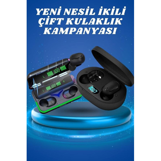İkili Bluetooth Kulaklık Dijital Göstergeli Uzun Pil Ömrü Yüksek Ses K