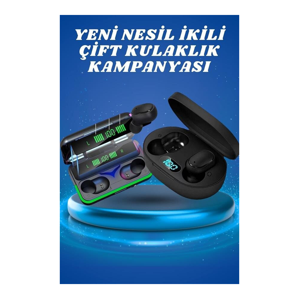 İkili Bluetooth Kulaklık Dijital Göstergeli Uzun Pil Ömrü Yüksek Ses K